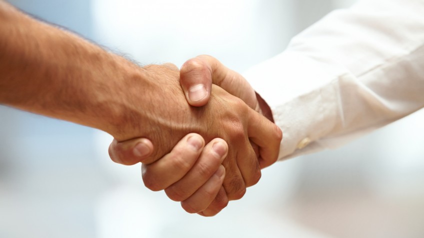 Closeup of a business handshake