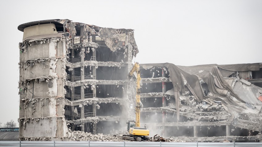 demolition of old industrial building