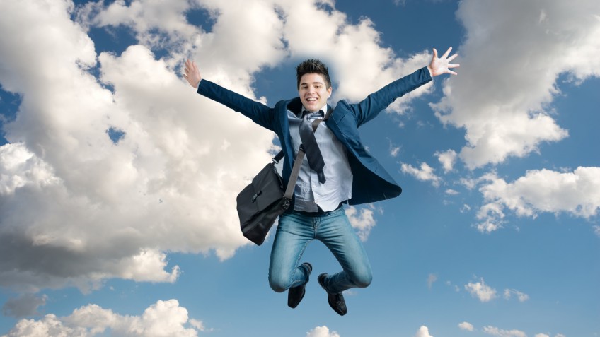 Man jumping for joy