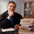 Attorney wearing classic gown in his office