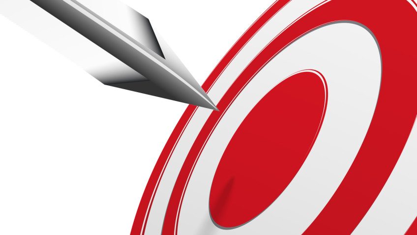 Arrows hitting the center of the target - success business concept