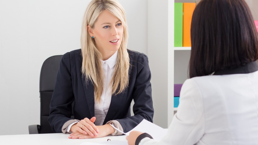 Young woman in job interview