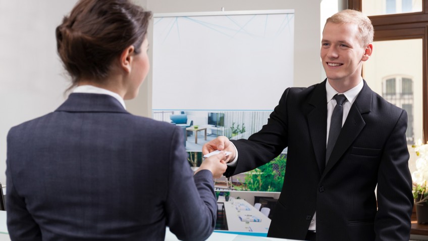 View of employees in the business centre