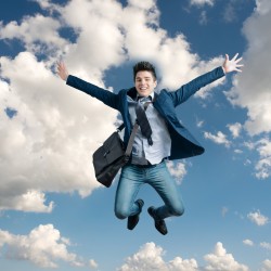 Man jumping for joy